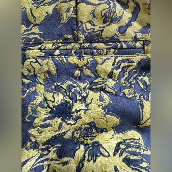 Soft Surroundings Blue and Yellow Metallic‎ Stretch Crop Pull-On Pants- M - Picture 5 of 8